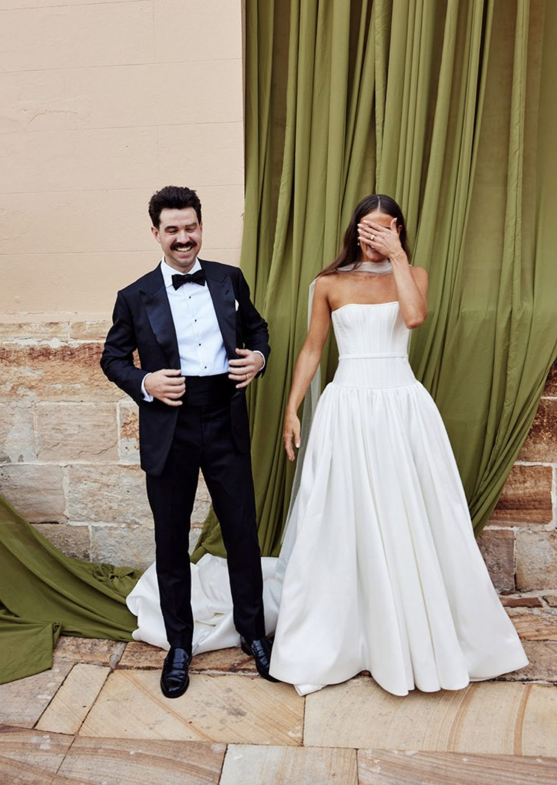 Bride and Groom laughing