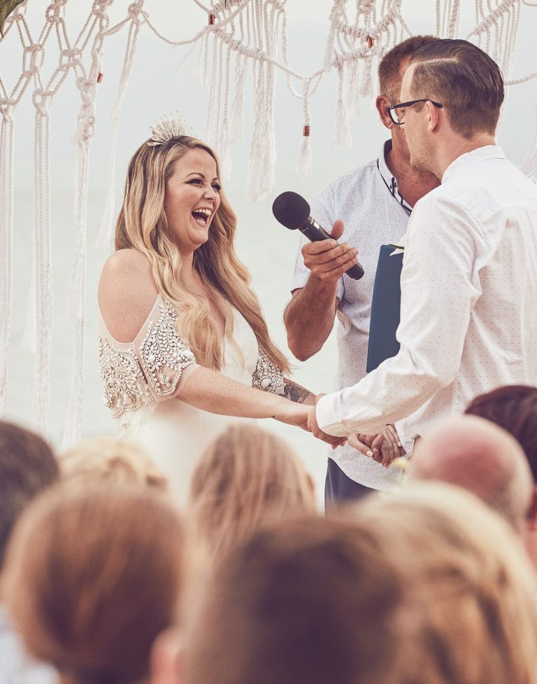 Bride laughing