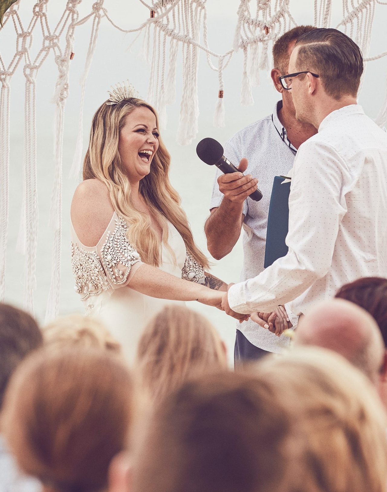Bride laughing